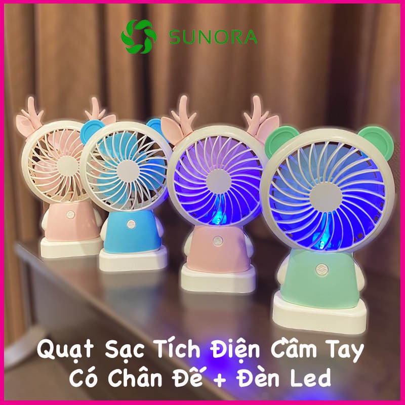 Quạt Cầm Tay Mini Sạc USB Bỏ túi Có Chân Đế Đèn LED Gió Cực Mạnh | BigBuy360 - bigbuy360.vn