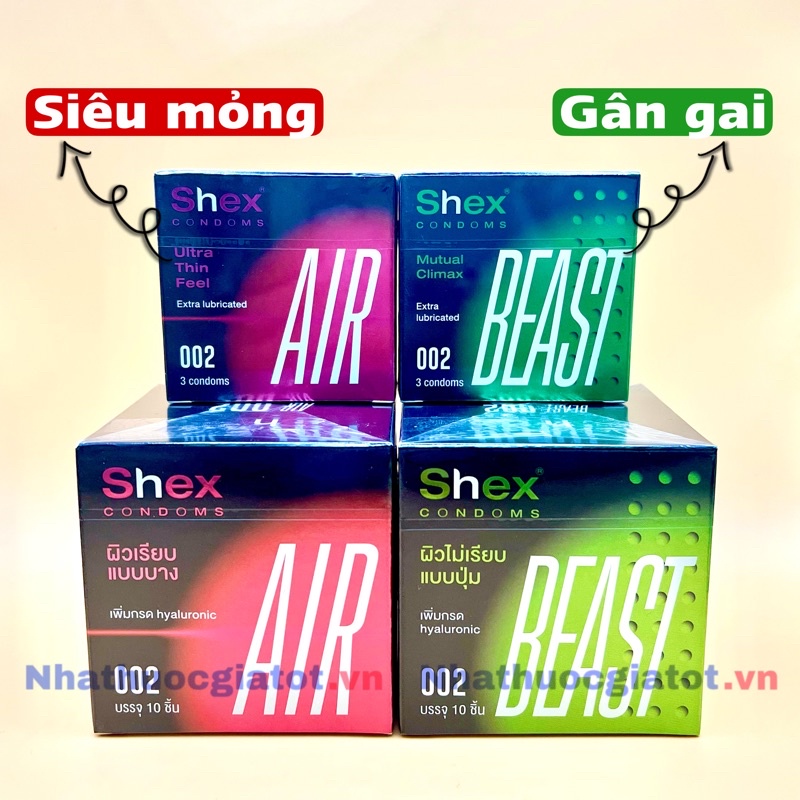 Bao Cao Su Thương Hiệu Shex (AIR, BEAST) Ôm Sát Chống Trơn Kéo Dài Thời Gian, Mang Đến Sự Thăng Hoa