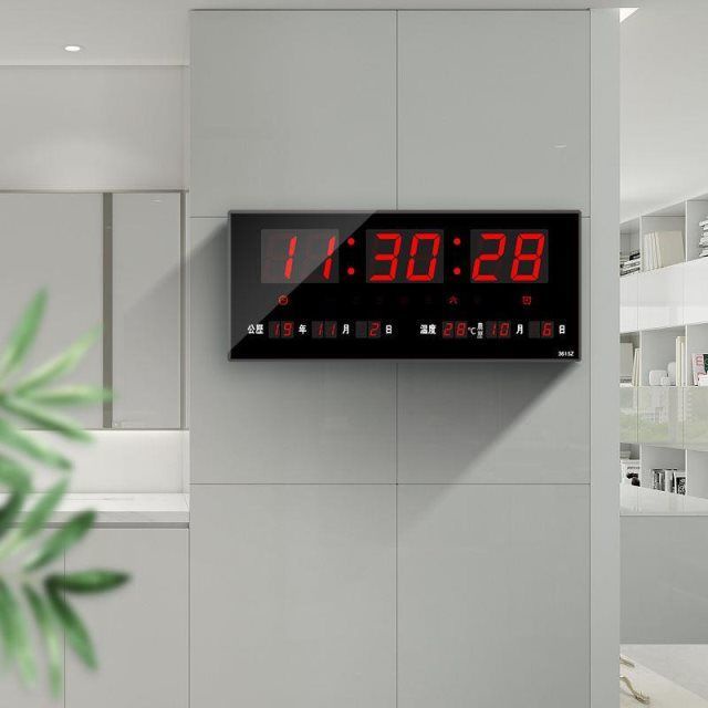 ✴Tắt tiếng điện tử lịch vạn niên phòng khách sáng tạo Đồng hồ điện tử LED màn hình lớn phát sáng đồng hồ treo tường kỹ t