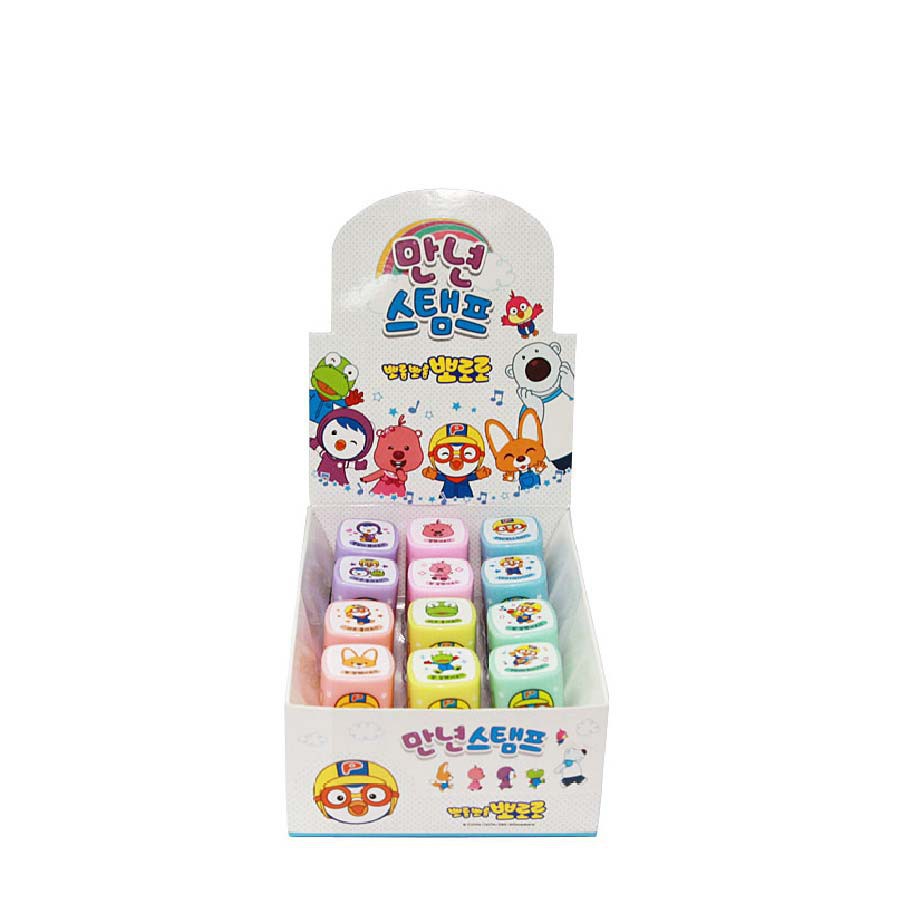 Con Dấu Pororo (Hình Vuông) (12ea) Pororo Character Stamp(12ea)_Box