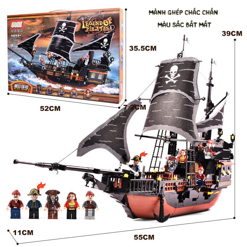 [KHỦNG 52CM] BỘ XẾP HÌNH LEGO TÀU HUYỀN THOẠI NGỌC TRAI ĐEN, LEGO TÀU HẢI TẶC CƯỚP BIỂN CARIBE