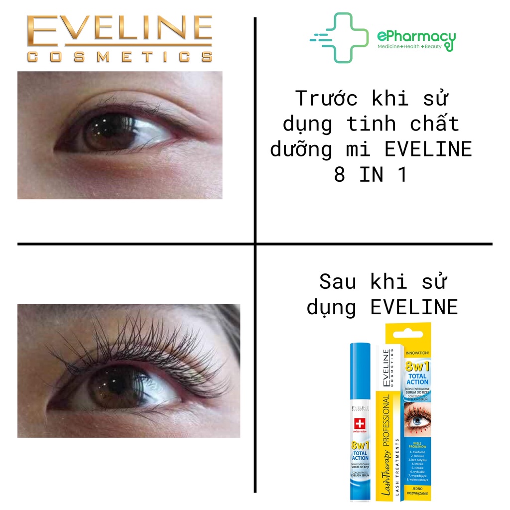 Tinh chất dưỡng mi EVELINE 8 in 1  cho đôi mi cong dài, chắc khỏe