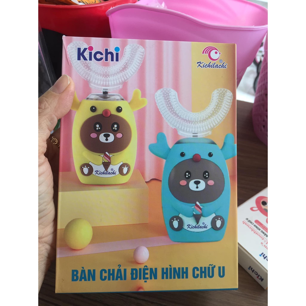 [Ảnh Thật] Bàn Chải Điện Cho Bé Hình Chữ U Kichilachi (Có Sạc Điện)