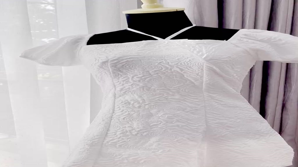 Váy Trắng Hoa Xốp Dây Yếm Chéo Cổ Vuông Dáng Tiểu Thư Siêu Xinh - Váy Gấm Xốp Dự Tiệc - V07 | BigBuy360 - bigbuy360.vn