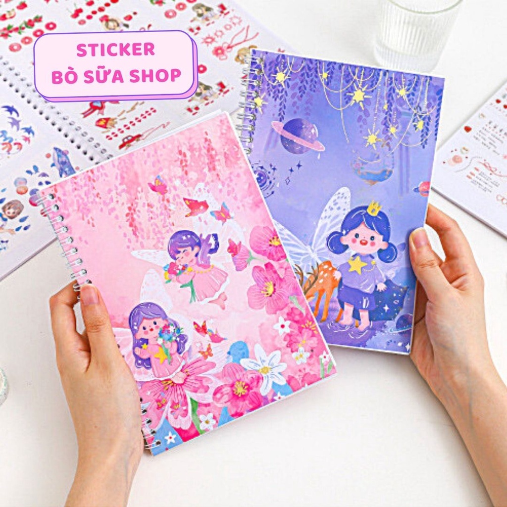 Sổ trống lưu trữ sticker 30 tờ A5 A4 gáy lò xo - Tặng kèm dụng cụ dán Stickerbosuashop