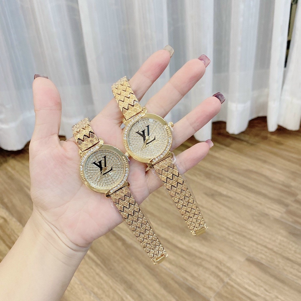 Đồng hồ LV kim loại full đá sang chảnh, bảo hành 12 tháng