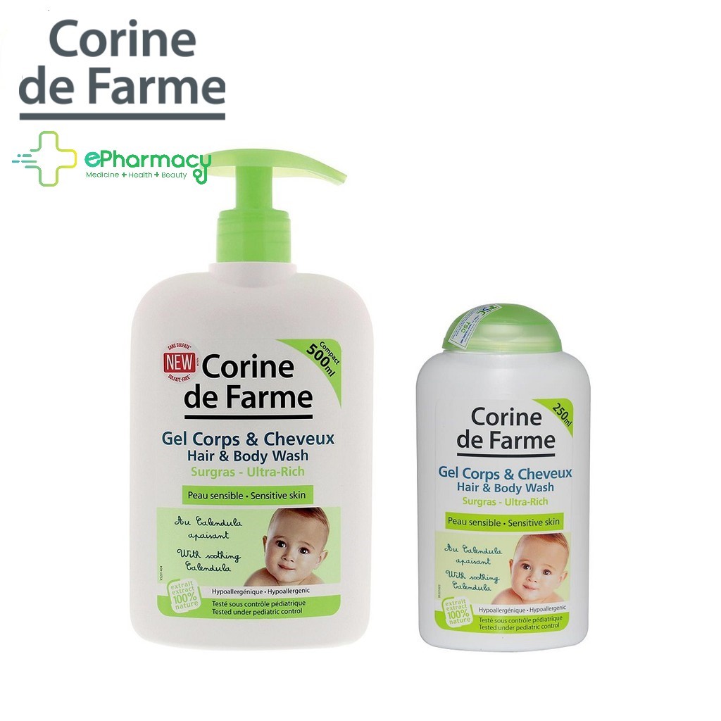 Gel tắm gội cho bé Corine De Farme Hair & Body Wash