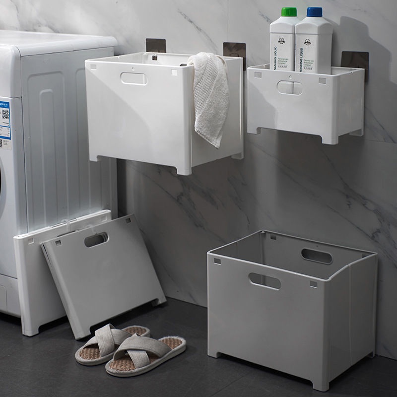 Giỏ Đựng Quần Áo Bẩn Gắn Tường Có Thể Gấp Gọn Tiện Dụng Cho Nhà Tắm/ Nhà Vệ Sinh