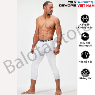 Quần legging nam lửng 3 4 tập gym Devops ôm bó cơ sát đùi cạp cao lưng thun procombat thể thao đá bóng yoga bóng rổ đen