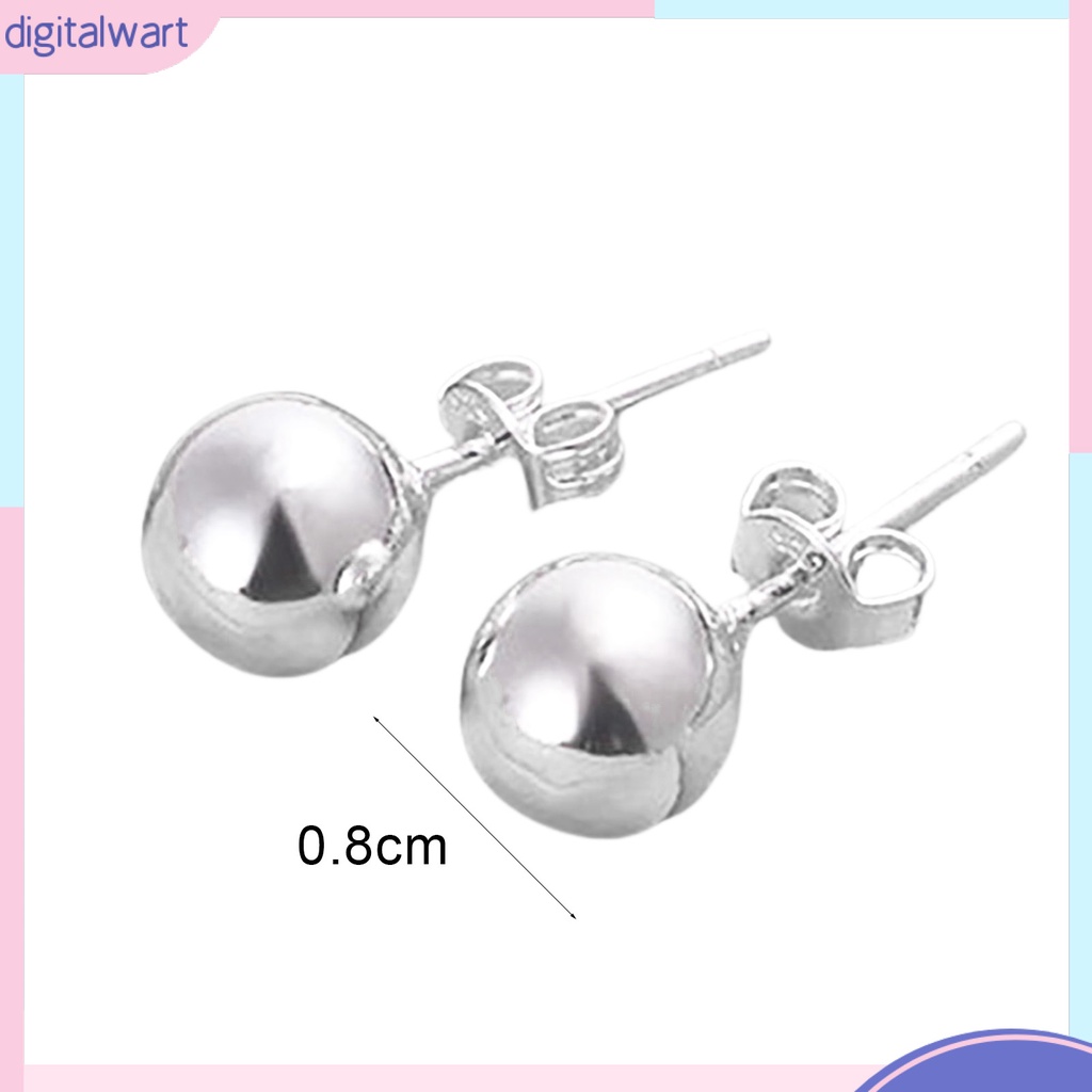 Cặp khuyên tai thiết kế quả châu tròn màu bạc thép không gỉ sang trọng dành cho nữ