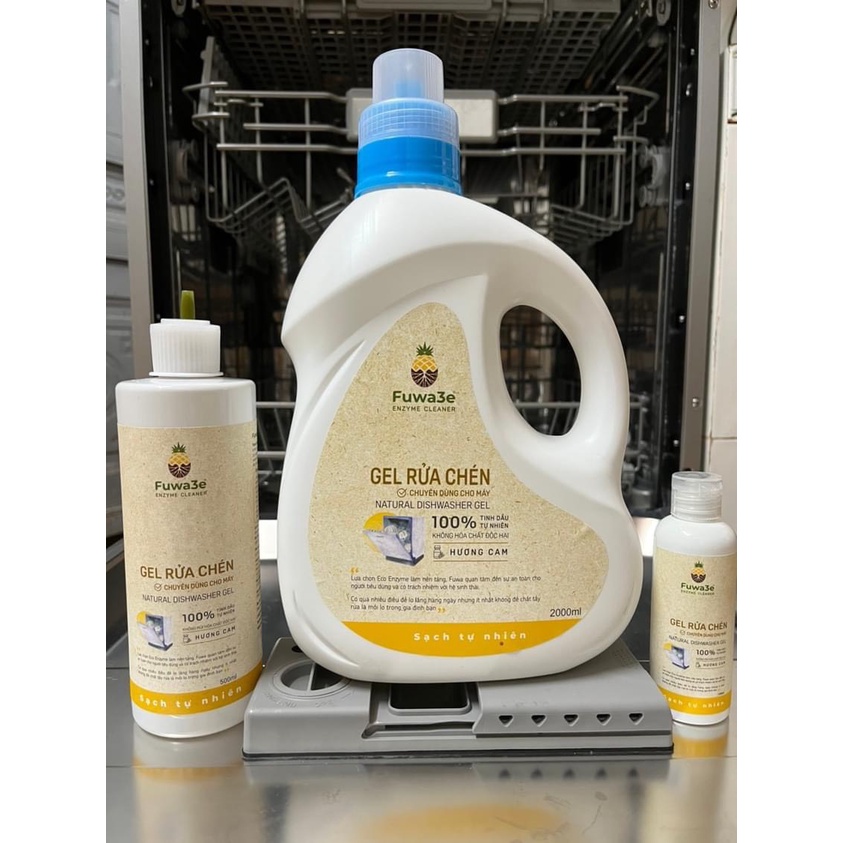 Gel rửa chén Fuwa3e organic tinh dầu cam khử mùi và làm sạch chuyên dụng cho máy bảo vệ máy bền lâu