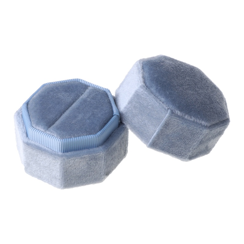 Hộp Đựng Nhẫn Cưới / Đính Hôn Bằng Nhung Hình Bát Giác Kèm Nắp Tháo Rời Được Tiện Lợi