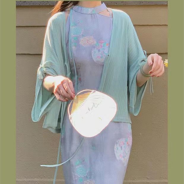 [M &amp; E] Áo Khoác Cardigan Dệt Kim Bốn Màu Kiểu Cổ Tích Trung Hoa Truyền Thống Múa Bụng Cổ Điển