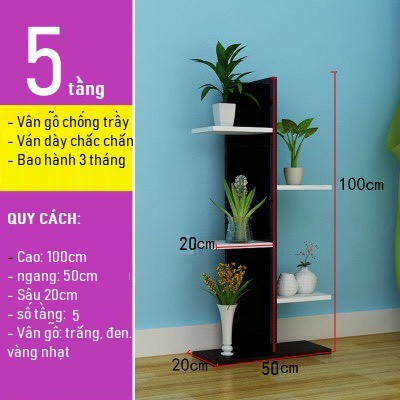 Kệ Sách Đứng - Kệ Để Chậu Cây - Kệ Đa Năng 5 Tầng Hàng Cao Cấp Vân Gỗ Chống Trầy.