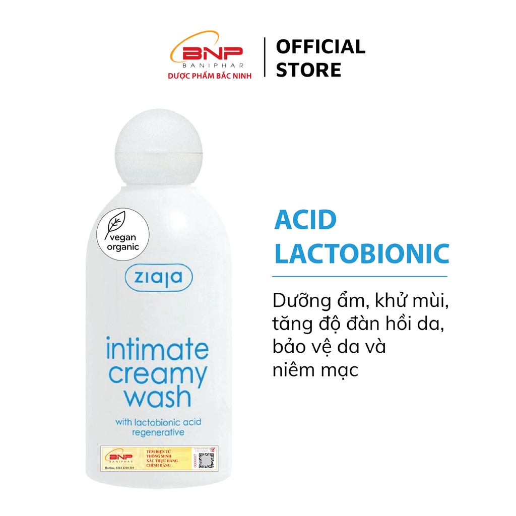 Dung dịch vệ sinh phụ nữ Intima ziaja bổ sung Lactobionic Acid 200ml