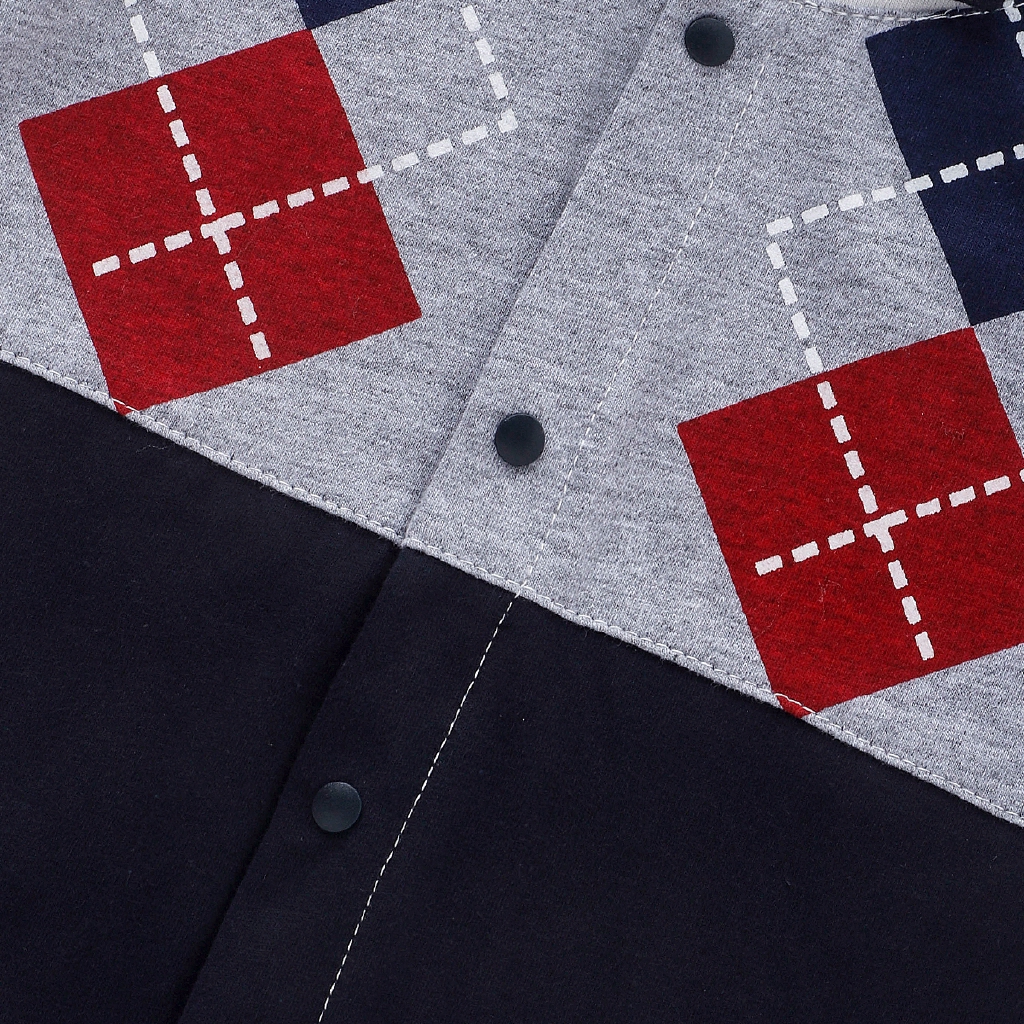 Áo liền quần vải cotton phong cách quý ông cho các bé nhỏ sơ sinh