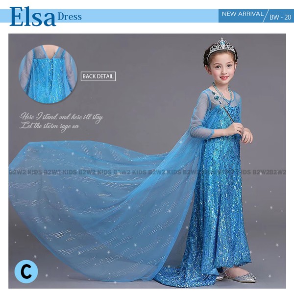 Đầm Công Chúa Elsa Màu Xanh Lấp Lánh B2w2