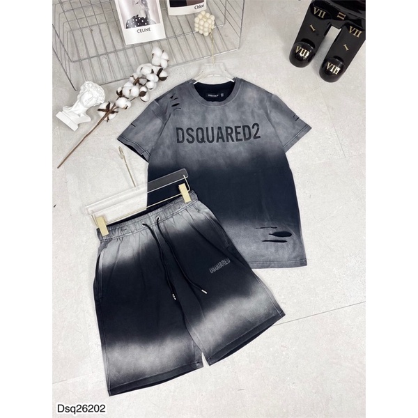 Quần Áo Nam DSQ Loang In Chữ Xịn Xò - Bộ DSQ Nam Rách Siêu Chất