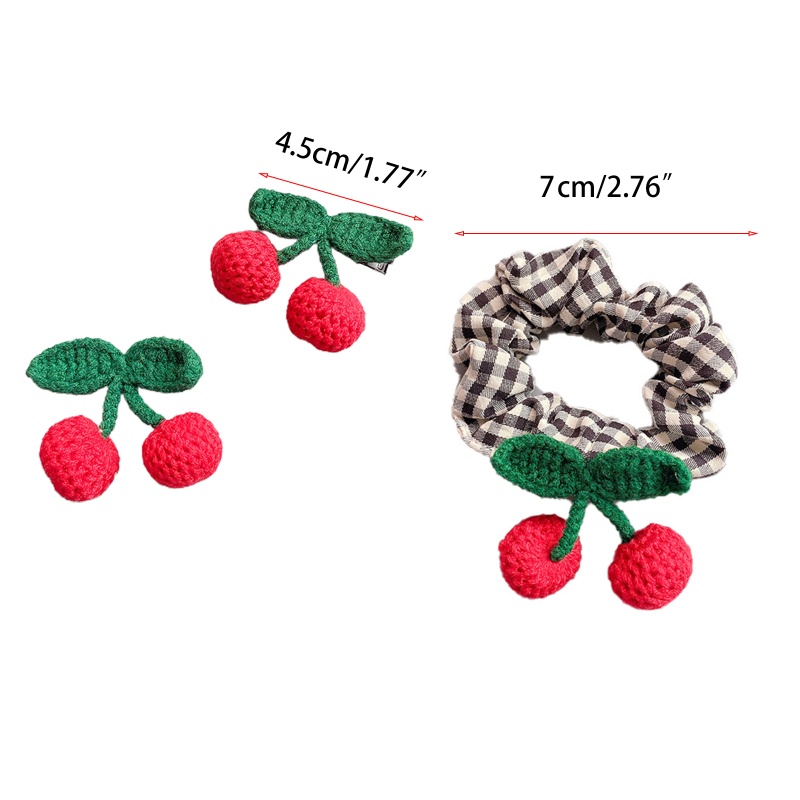 Bộ Kẹp Tóc Và Dây Buộc Tóc Hình Quả Cherry Dùng Hóa Trang / Chụp Ảnh