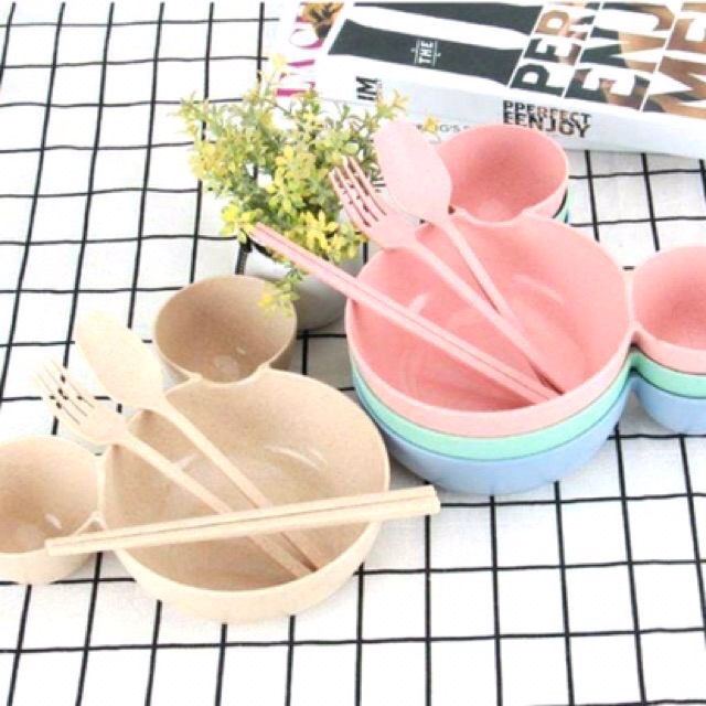 Sét bát ăn dặm mickey 4 chi tiết cho bé