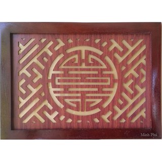 Tấm chống khói chữ thọ 30x41 che khói 1 bát hương - gỗ gõ đỏ