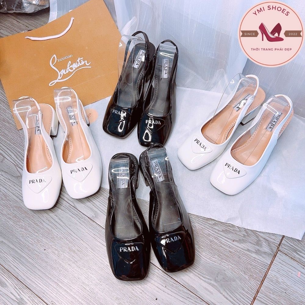 Giày cao gót bít mũi nữ 7 phân mũi vuông gót vuông dáng Sandal Siêu Hot - Thời Trang - Sang Trọng