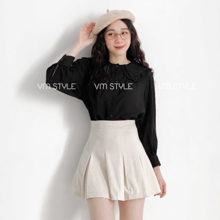 Chân váy ngắn nhung tăm xếp li ulzzang cạp cao thời trang Hàn Quốc thu đông VM STYLE 21CV12JM0801 | BigBuy360 - bigbuy360.vn