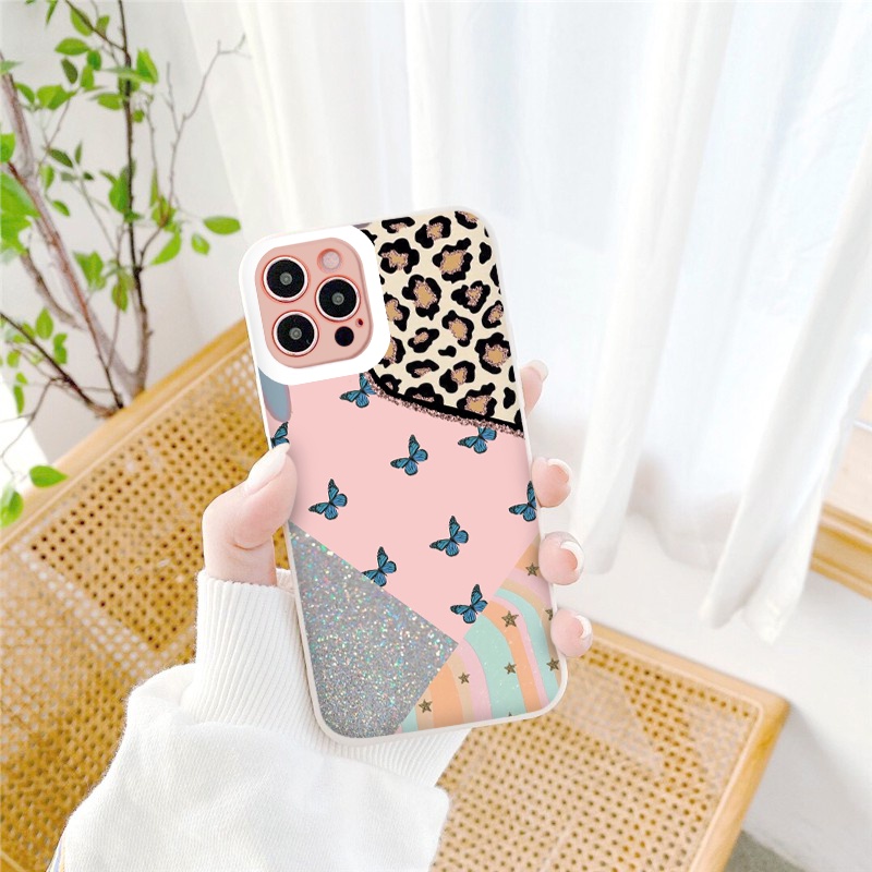 Ốp iphone - Ốp lưng iphone cạnh vuông Butterfly da báo dành cho ip 6 đến 14promax - ng281