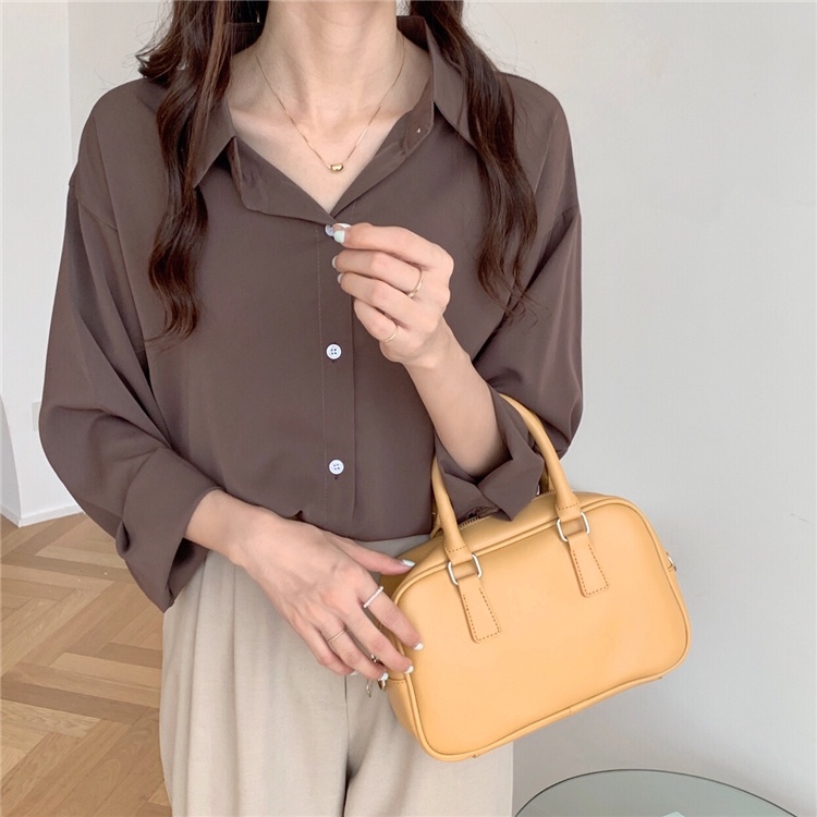 Áo sơ mi nữ form rộng tay dài công sở Hàn Quốc Sơ mi nữ Form rộng Dài tay Thiết kế Thời trang Thiết kế