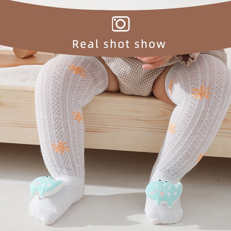 Vớ Dài Tới Gối Vải Cotton Siêu Mỏng Mềm Mại Thoáng Khí Hình Động Vật Hoạt Hình Dễ Thương Cho Bé Sơ Sinh