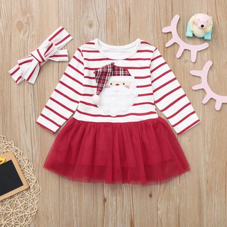 Đầm xoè Tutu hoạ tiết kẻ sọc phong cách Giáng sinh cho bé