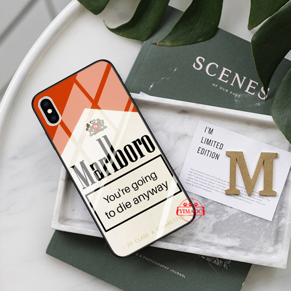 iPhone XS Max XR X 11 Pro 7 8 6 6S Plus glass case 79A marlboro logo