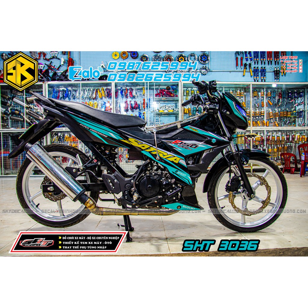 tem rời satria xanh lục bảo chất liệu decal mccal