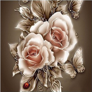 Tranh đính đá hình bươm bướm và hoa hồng 5D