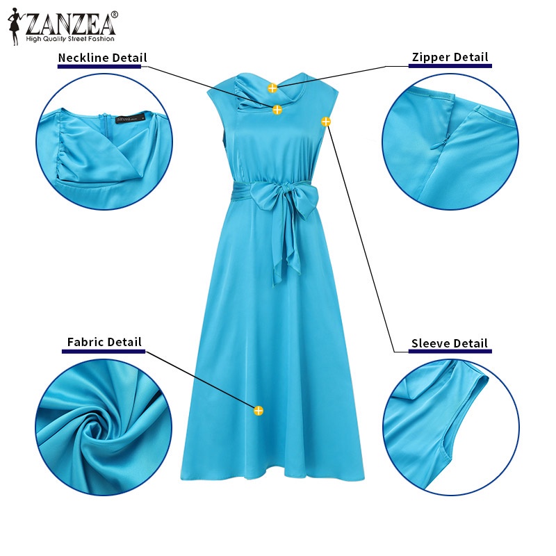 Đầm dài ZANZEA không tay thời trang thanh lịch dành cho nữ