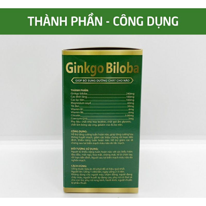 GINKGO BILOBA 240 xanh đậm giúp bổ sung dưỡng chất cho não