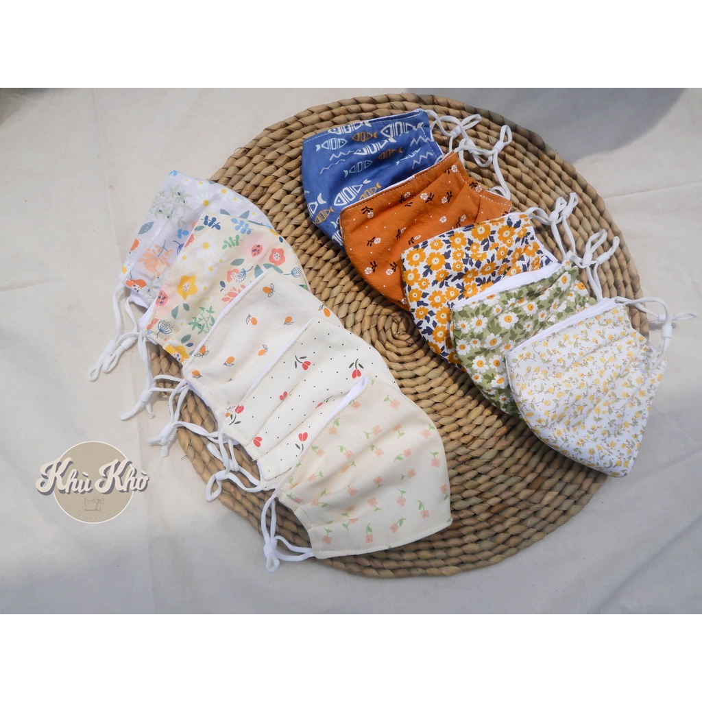 KHẨU TRANG VẢI HOA NHÍ HANDMADE - kèm video và ảnh shop tự chụp