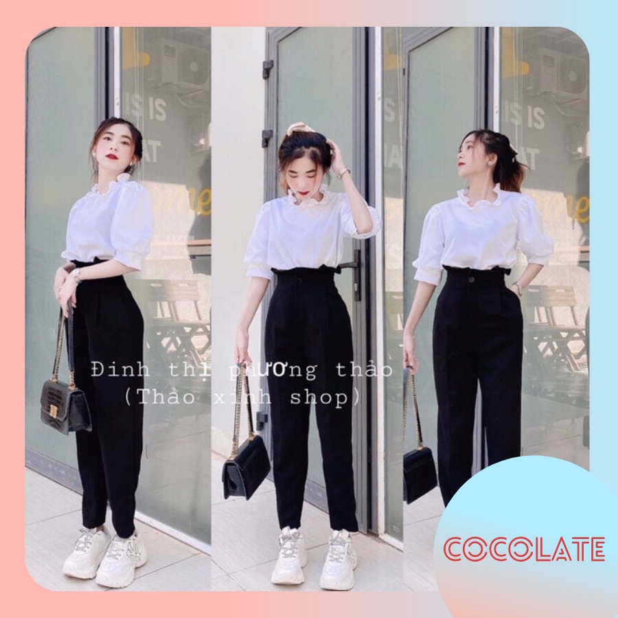 Quần tây cạp bèo lưng cao COC150, quần baggy cạp xếp ly kiểu dáng học sinh,công sở cho nữ