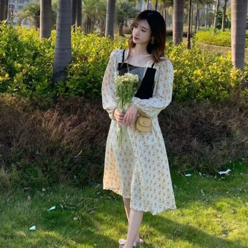 Đầm Hoa Dài Qua Đầu Gối Thời Trang Mùa Hè Hàng Mới 2022 Chất Lượng Cao