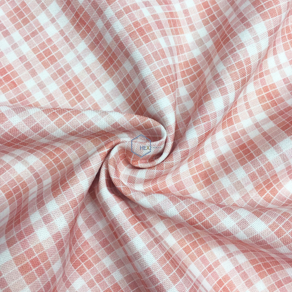 Vải cotton hữu cơ Plaid Watercolor Narow - 50cm
