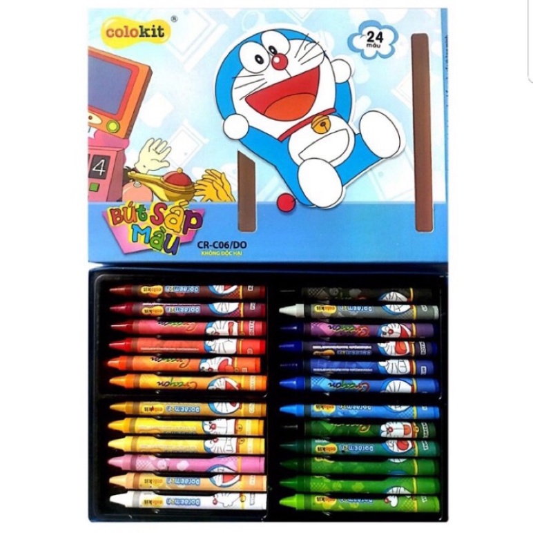 Sỉ 10 Hộp Bút sáp 24 màu DOREMON - CR-06
