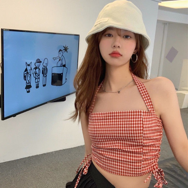 COZOK Áo Tank Top Hai Dây Rút Phong Cách Vintage