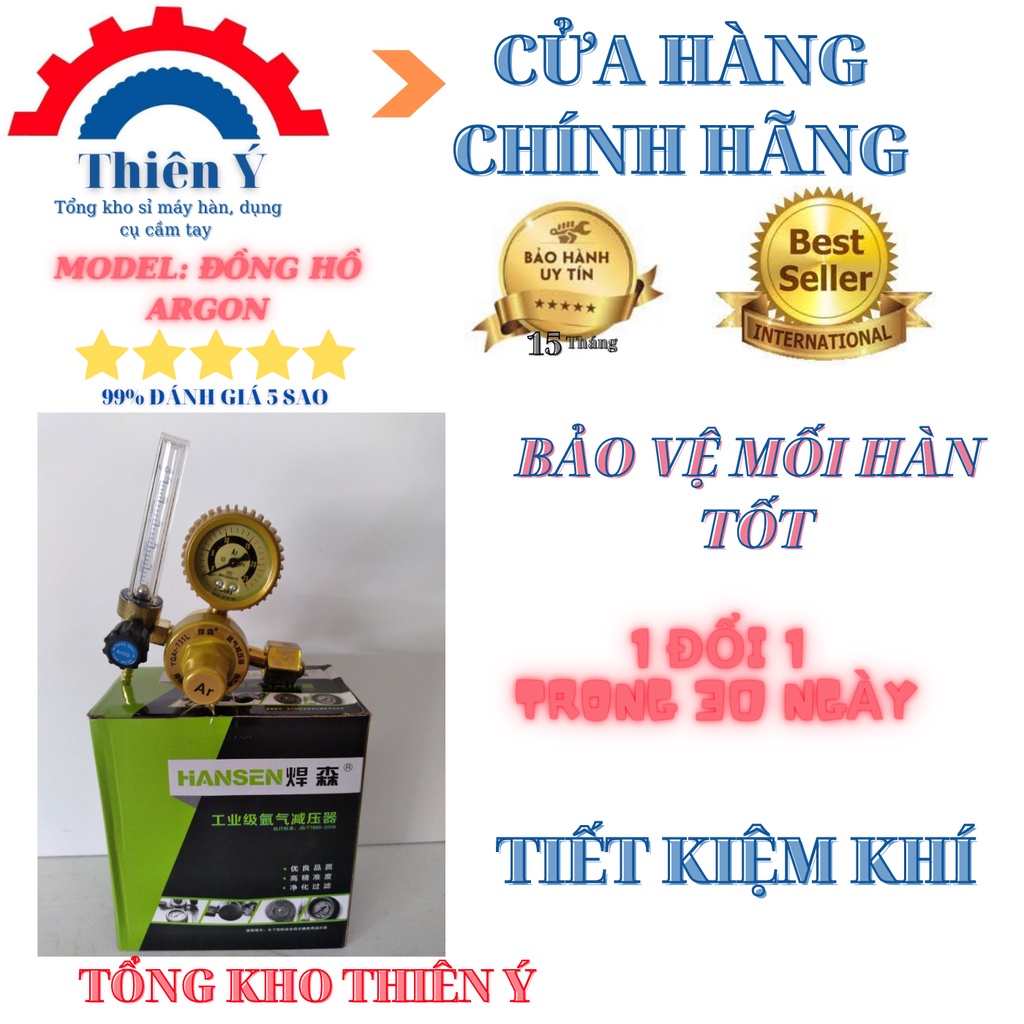 đồng hồ khí argon chuyên máy hàn tig inox+ thân kim loại bền+ thiên ý shop