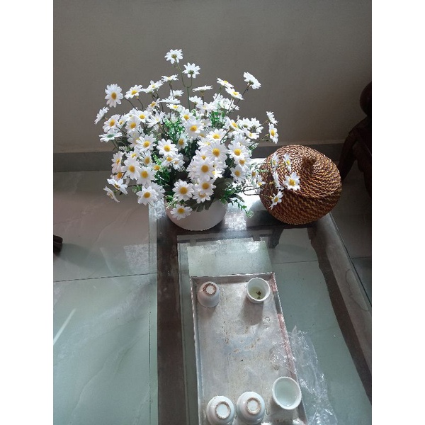 Hoa giả trang trí hoa giả decor cúc họa mi cụm lớn trang trí nhà cửa