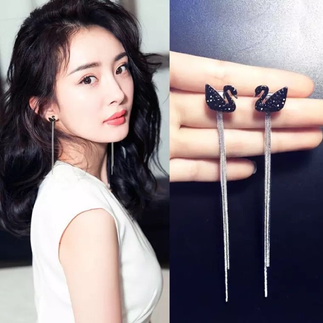 Khuyên tai dáng dài hình thiên nga đen phong cách Hàn Quốc