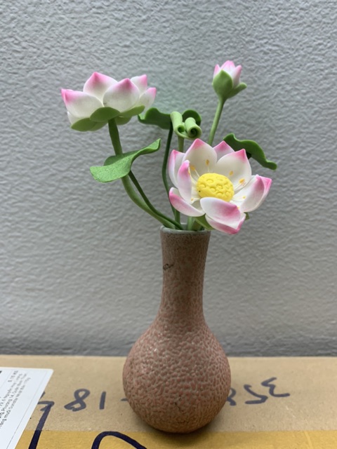 Bình hoa sen đất sét mini L