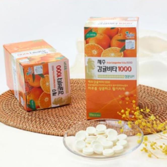 Viên ngậm bổ sung vitamin C tăng cường đề kháng và hệ miễn dịch JeJu Tangerine Vita 1000  500g