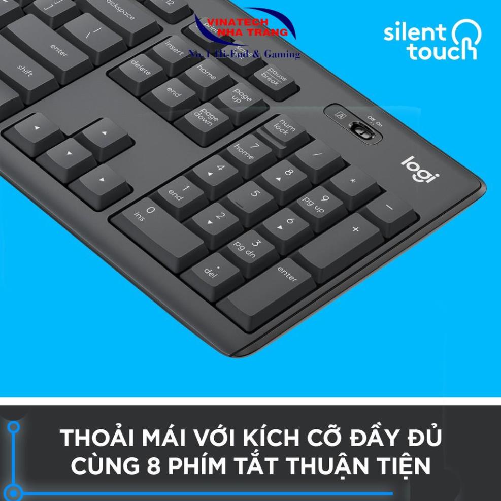 Bộ bàn phím & chuột không dây Logitech MK295 Silent-Hàng chính hãng, dùng trong văn phòng, thiết kế đồ họa, tiện lợi