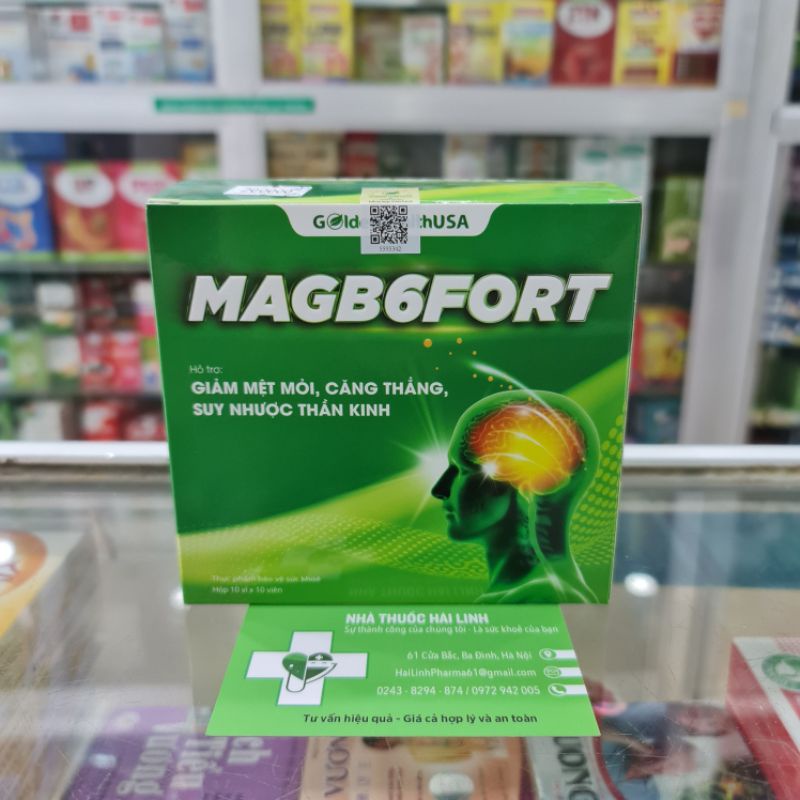 Viên uống Magie B6 Magb6fort Golden Health ⚡ Tặng quà ⚡ Hộp 100 viên Giảm mệt mỏi, Căng thẳng, Suy nhược thần kinh
