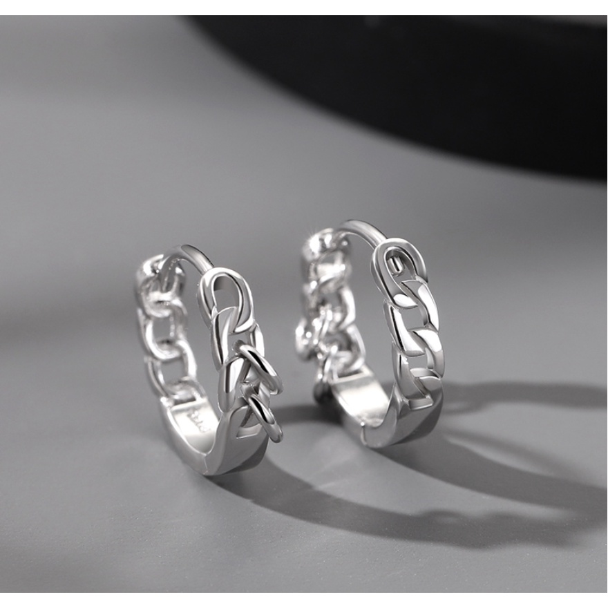 Khuyên tai tròn bạc nam nữ dây xích cool ngầu Kratos chất liệu titan hoa tai khuyên tai phong cách Hàn Quốc - HT30